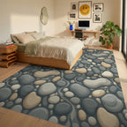 Gray Geometric Monochromatic Rug - bedroom