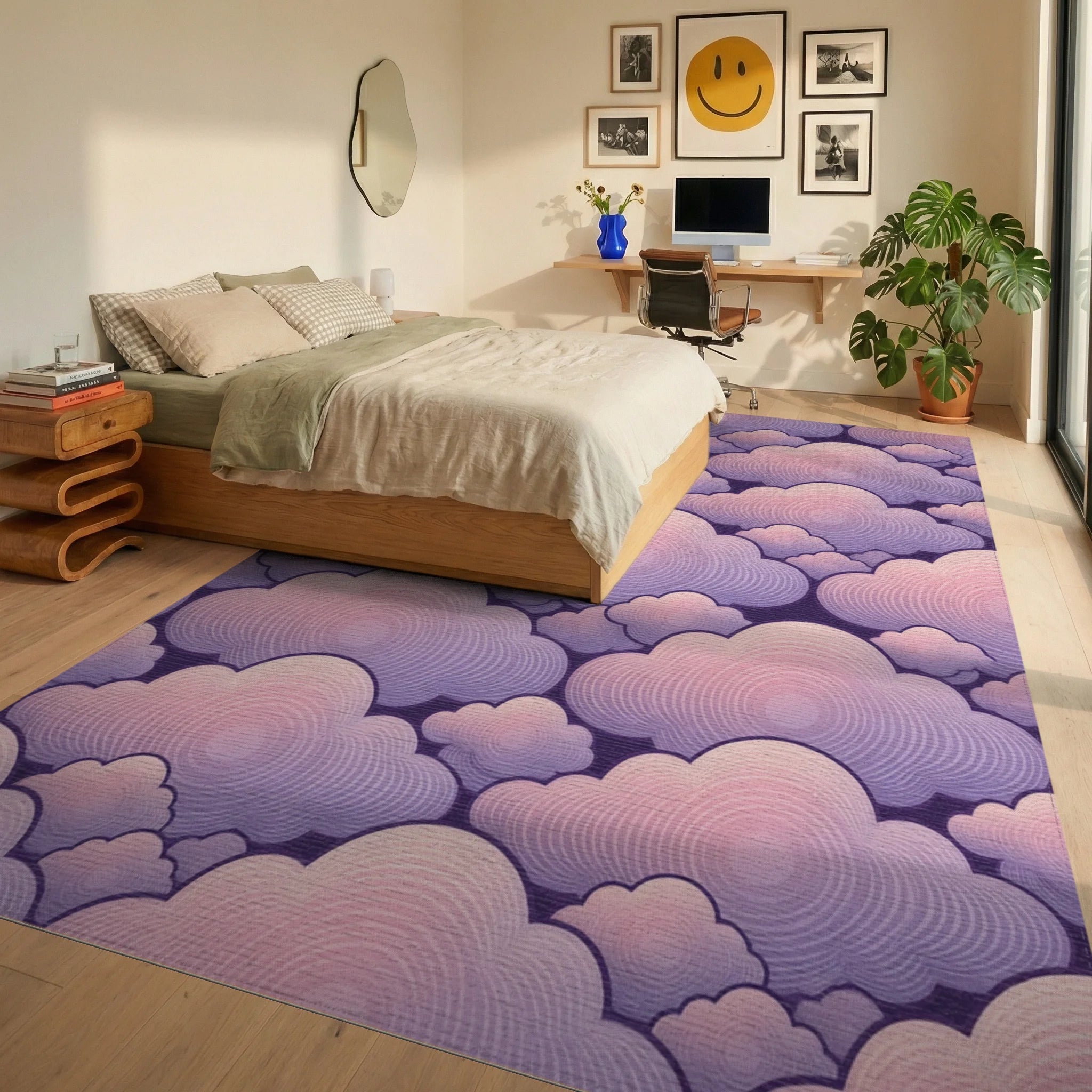 Contemporary Lavender Pink Rug - bedroom