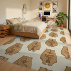 Brown Beige Minimalist Rug - bedroom