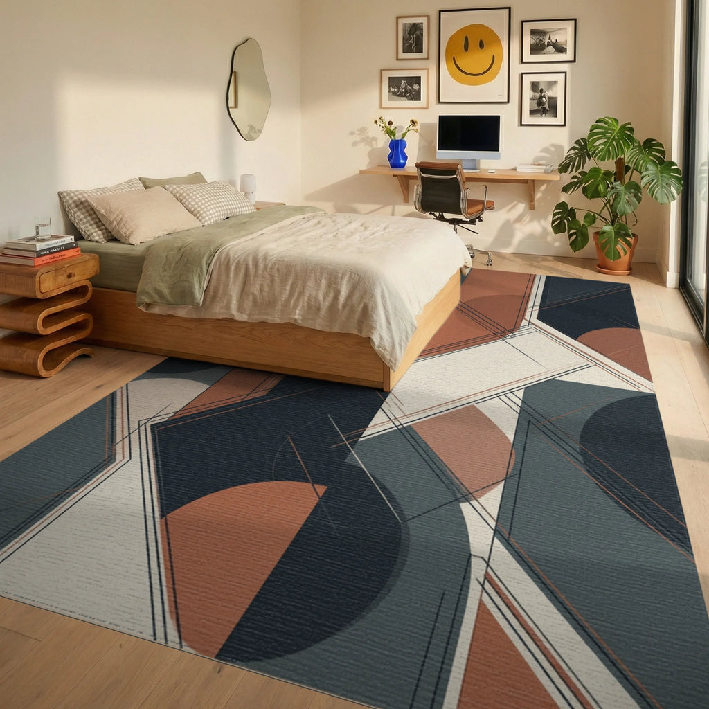 Contemporary Geometric Color Block Rug - bedroom