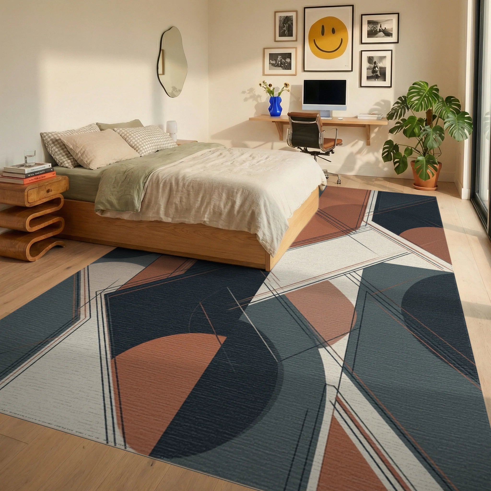 Contemporary Geometric Color Block Rug - bedroom