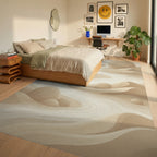 Cream Beige Geometric Rug - bedroom