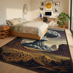 Gray White Green Rug - bedroom