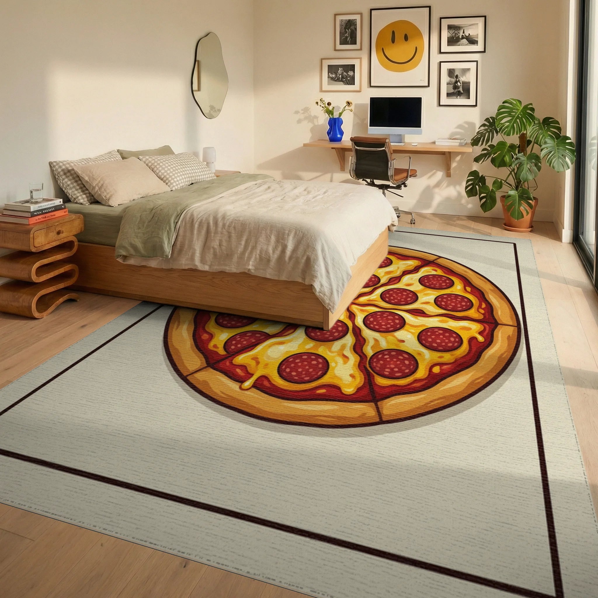 Minimalist Circular Culinary Area Rug - bedroom