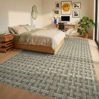 Cream Beige Geometric Rug - bedroom