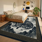 Charcoal Tiger Mountain Ink Area Rug - bedroom