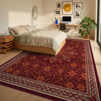 Crimson Orange Coral Rug - bedroom