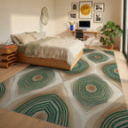 Beige Tan Brown Rug - bedroom