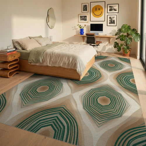 Beige Tan Brown Rug - bedroom