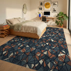 Fractured Crystalline Geometric Slate Rug - bedroom