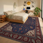 Crimson Indigo Floral Filigree Rug - bedroom