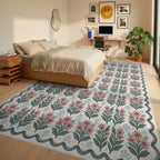 Pink Green Blue Rug - bedroom
