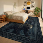 Blue Black Crimson Rug - bedroom