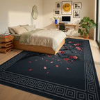 Songbird Floral Geometric Border Rug - bedroom