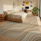 Sand And Terracotta Organic Curve Rug - bedroom