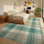 Green Beige Cream Rug - bedroom