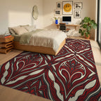 Modern Scarlet Abstract Floral Rug - bedroom