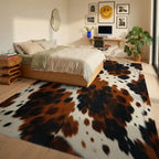 Brown Black Cream Rug - bedroom