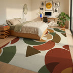 Modern Cream Olive Rug - bedroom