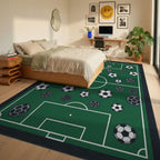 Minimalist Soccer Field Graphic Rug - bedroom