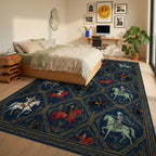 White Red Black Rug - bedroom