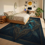 Midnight Blue Gold Medallion Regalia Rug - bedroom