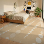 Beige Minimalist Dotted Diagonal Grid Rug Bedroom View