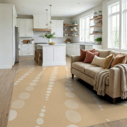 Beige Minimalist Dotted Diagonal Grid Rug Living Room View