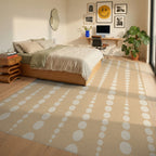 Beige Polka Dot Vertical Linear Rug Bedroom View