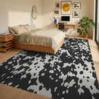 Black and Cream Spotted Texture Rug Bedroom View