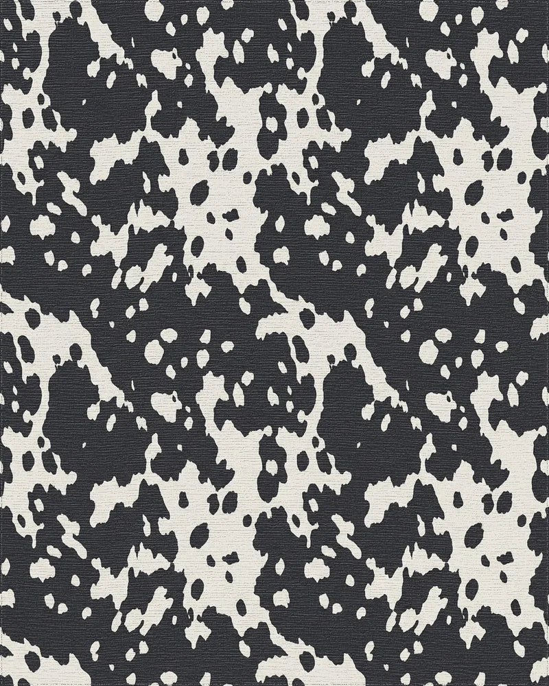 Black and Cream Spotted Texture Rug - Cutout View