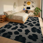 Black And Gray Leopard Spots Rug - Bedroom View