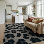 Black And Gray Leopard Spots Rug - Living Room View