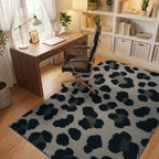 Black And Gray Leopard Spots Rug - Office View