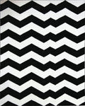 Black and White Chevron Geometric Rug - Cutout View