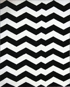 Black and White Chevron Geometric Rug - Cutout View
