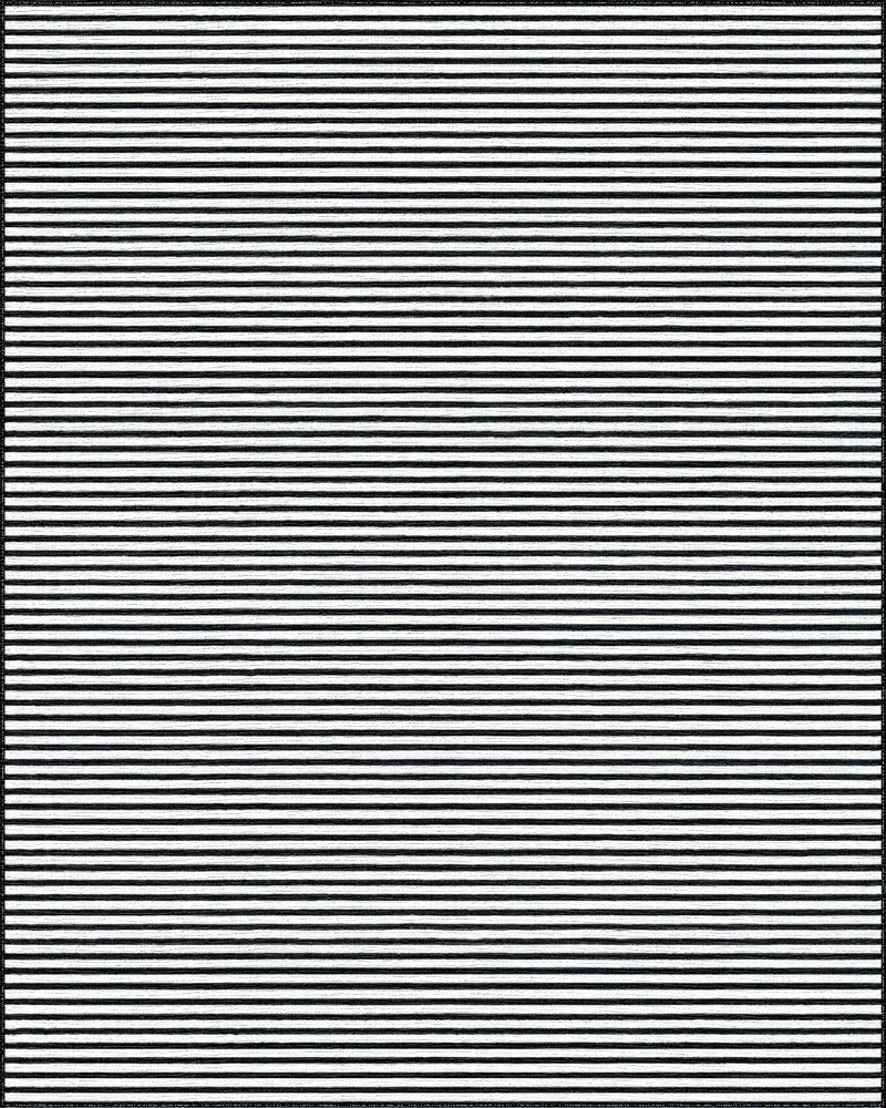 Black and White Horizontal Stripe Rug - Cutout View