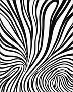Black and White Swirling Lines Rug - Cutout View