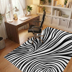 Black and White Swirling Lines Rug - Office View