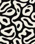 Black Cream Organic Swirl Rug - Cutout View