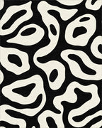Black Cream Organic Swirl Rug - Cutout View