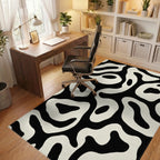 Black Cream Organic Swirl Rug - Office View