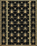Black Gold Art Deco Sunburst Rug - Cutout View