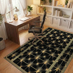 Black Gold Art Deco Sunburst Rug - Office View