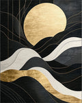 Black Gold Wavy Sun Rug - Cutout View