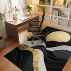 Black Gold Wavy Sun Rug - Office View