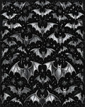 Black Gray Bats Stars Gothic Rug - Cutout View