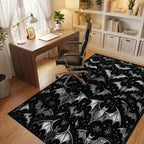 Black Gray Bats Stars Gothic Rug - Office View