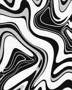 Black Gray Fluid Wave Rug - Cutout View