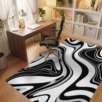Black Gray Fluid Wave Rug Office View